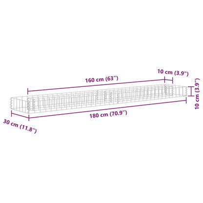 Gabbione Letto Rialzato in Acciaio Zincato 180x30x10 cm