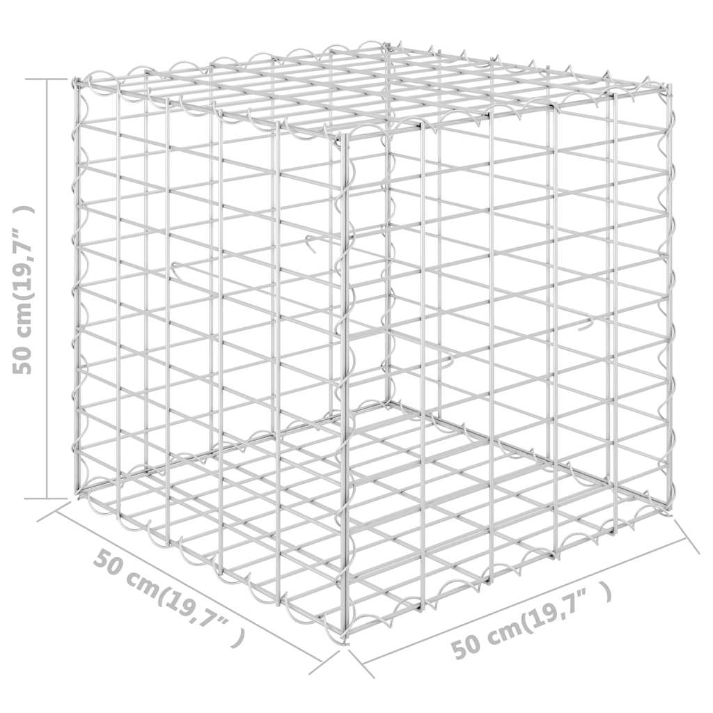 Gabbione Letto Rialzato a Cubo in Filo di Acciaio 50x50x50 cm