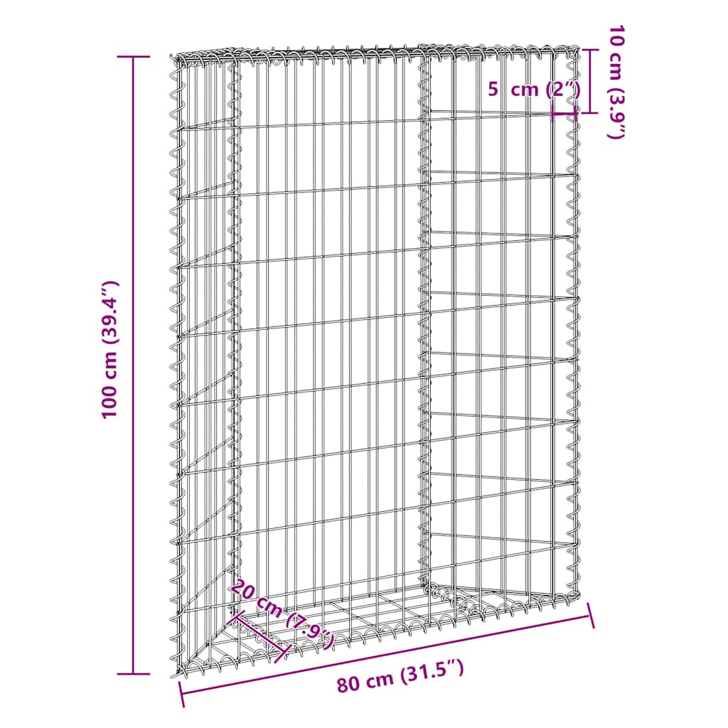 Gabion Raised Bed Trapeze Galvanized Steel 80x20x100 cm