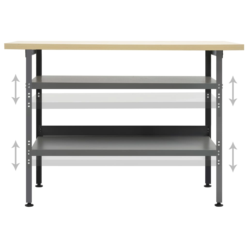 Banco da Lavoro Grigio 120x60x85 cm in Acciaio - homemem39