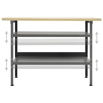 Banco da Lavoro Grigio 120x60x85 cm in Acciaio - homemem39