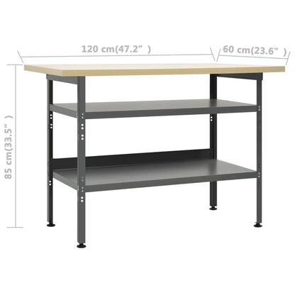 Banco da Lavoro Grigio 120x60x85 cm in Acciaio - homemem39