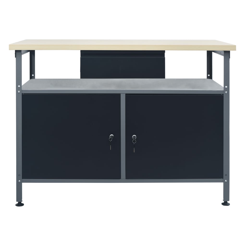 Banco da Lavoro Nero 120x60x85 cm in Acciaio - homemem39
