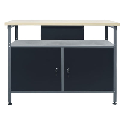 Banco da Lavoro Nero 120x60x85 cm in Acciaio - homemem39