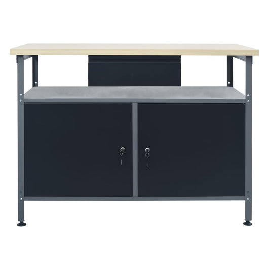 Banco da Lavoro Nero 120x60x85 cm in Acciaio - homemem39