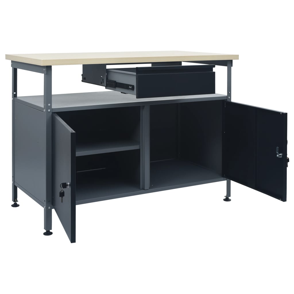 Banco da Lavoro Nero 120x60x85 cm in Acciaio - homemem39