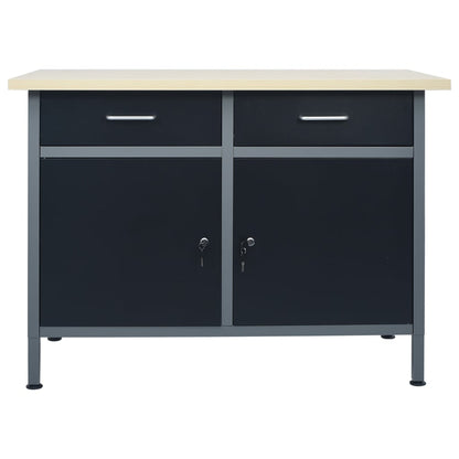 Banco da Lavoro Nero 120x60x85 cm in Acciaio - homemem39