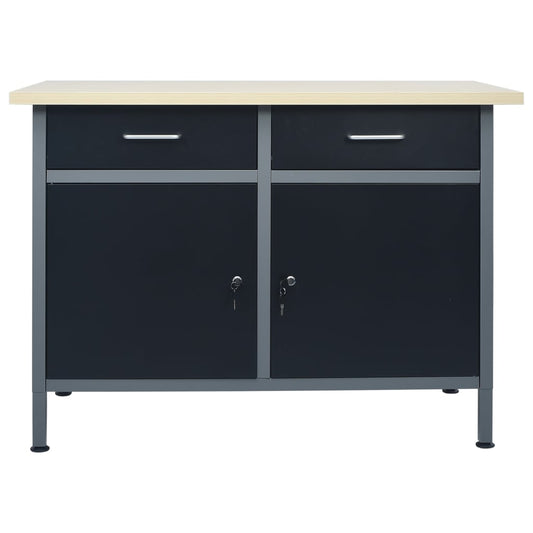 Banco da Lavoro Nero 120x60x85 cm in Acciaio - homemem39