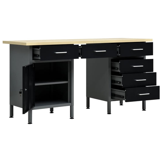 Banco da Lavoro Nero 160x60x85 cm in Acciaio - homemem39