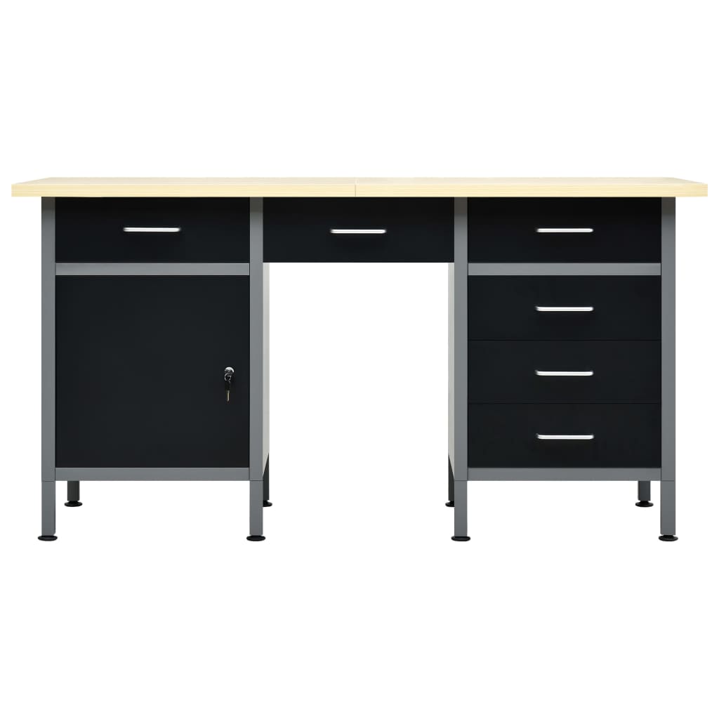 Banco da Lavoro Nero 160x60x85 cm in Acciaio - homemem39