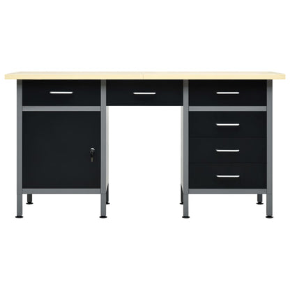 Banco da Lavoro Nero 160x60x85 cm in Acciaio - homemem39