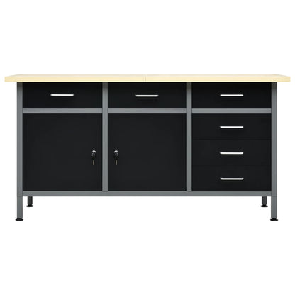 Banco da Lavoro Nero 160x60x85 cm in Acciaio - homemem39