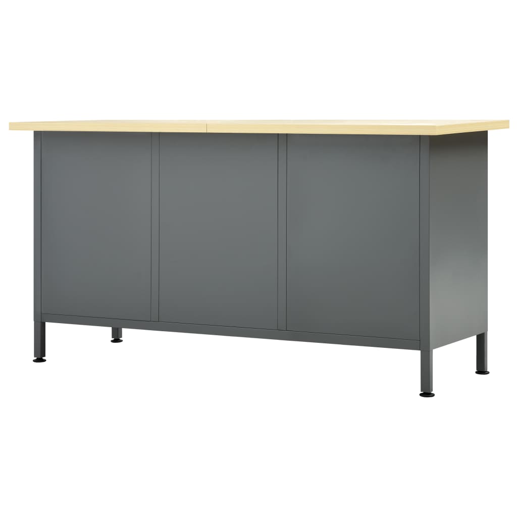 Banco da Lavoro Nero 160x60x85 cm in Acciaio - homemem39