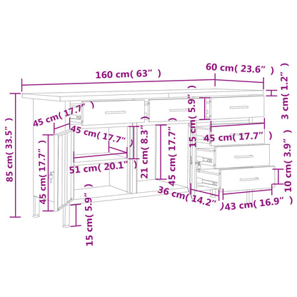Banco da Lavoro Nero 160x60x85 cm in Acciaio - homemem39