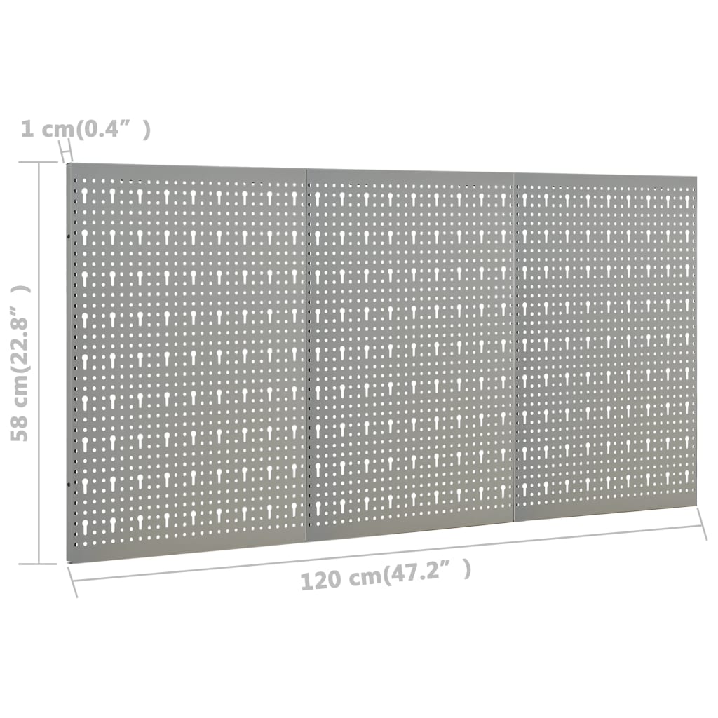 Pannelli per Utensili a Parete 3 pz 40x58 cm Acciaio | homemem39
