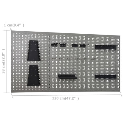 Pannelli per Utensili a Parete 3 pz 40x58 cm Acciaio | homemem39