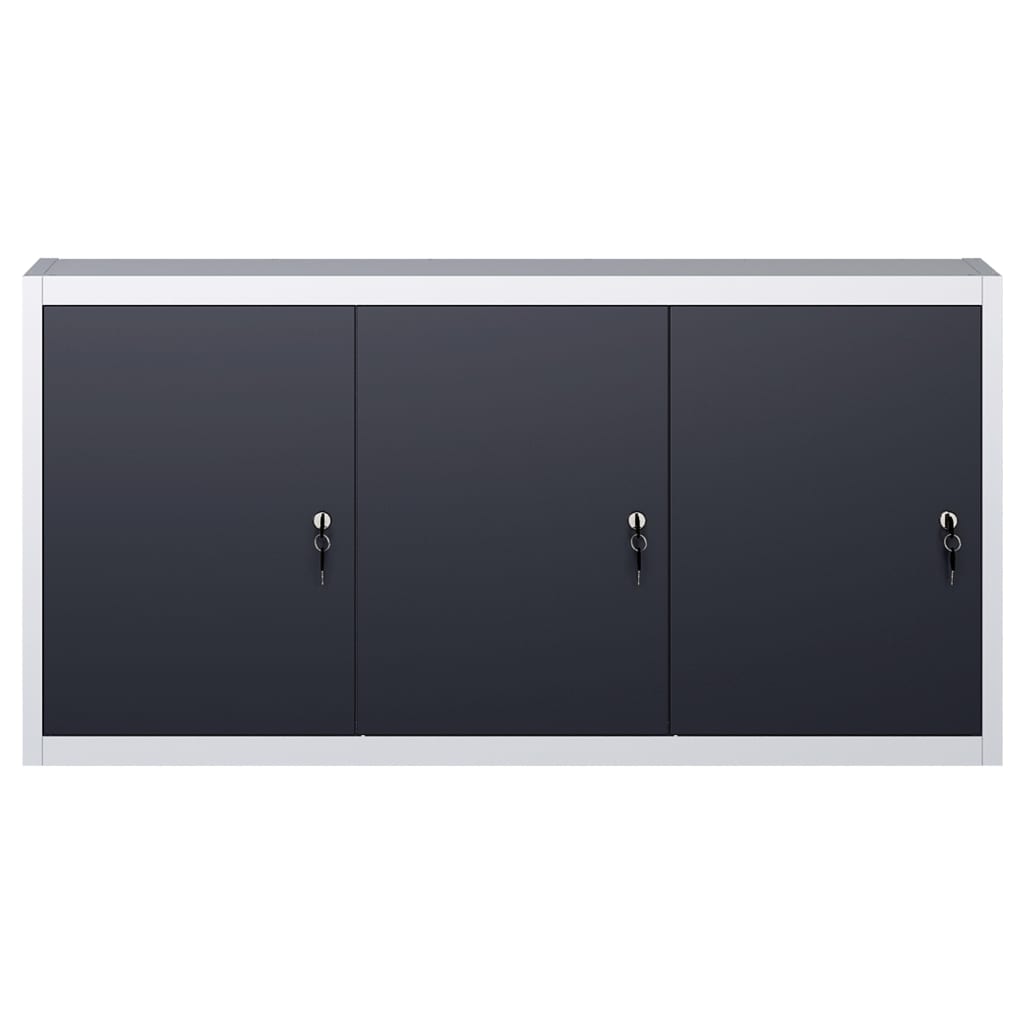 Armadio a Parete Stile Industriale in Metallo Grigio Nero | homemem39