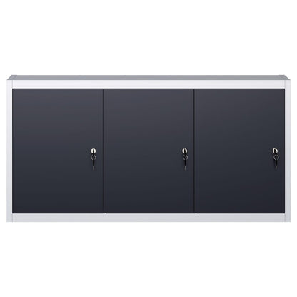 Armadio a Parete Stile Industriale in Metallo Grigio Nero | homemem39