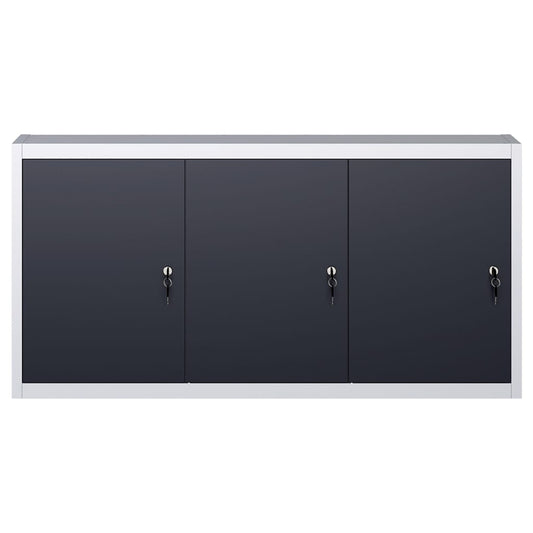 Armadio a Parete Stile Industriale in Metallo Grigio Nero | homemem39