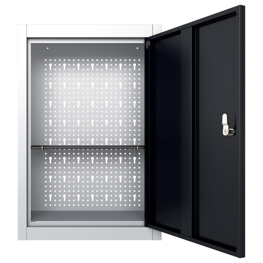 Armadio a Parete Stile Industriale in Metallo Grigio Nero | homemem39