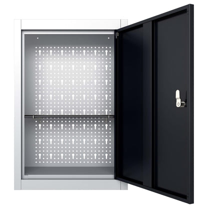 Armadio a Parete Stile Industriale in Metallo Grigio Nero | homemem39