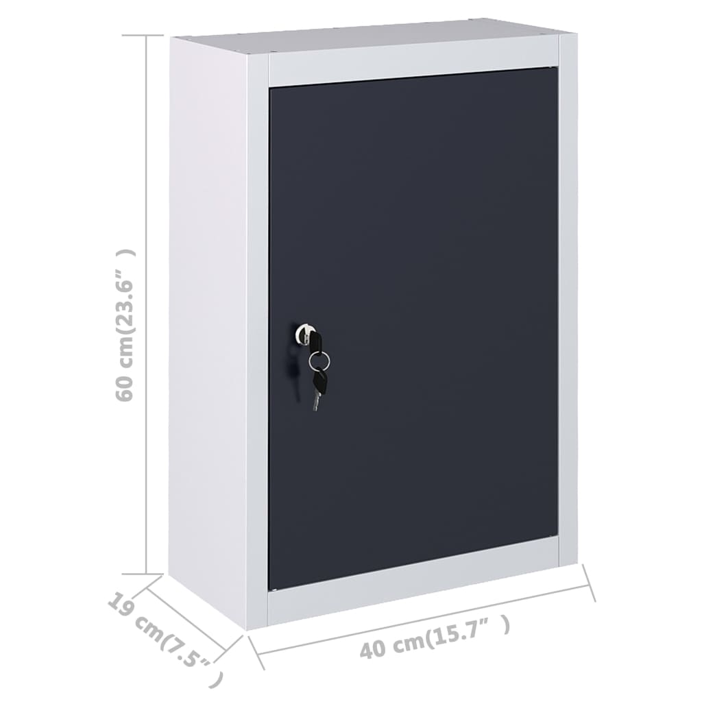Armadio a Parete Stile Industriale in Metallo Grigio Nero | homemem39