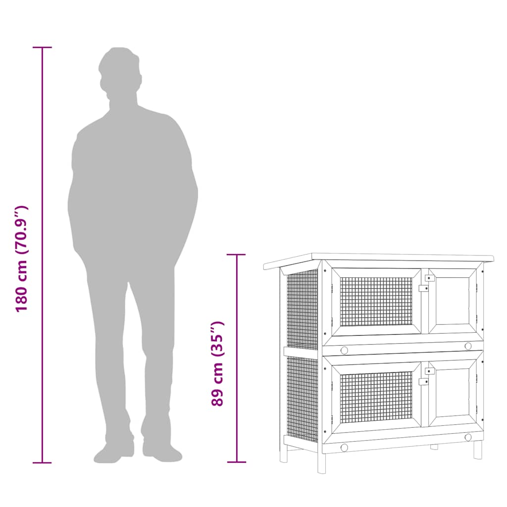 Conigliera per Esterni con 4 Porte Marrone in Legno - homemem39