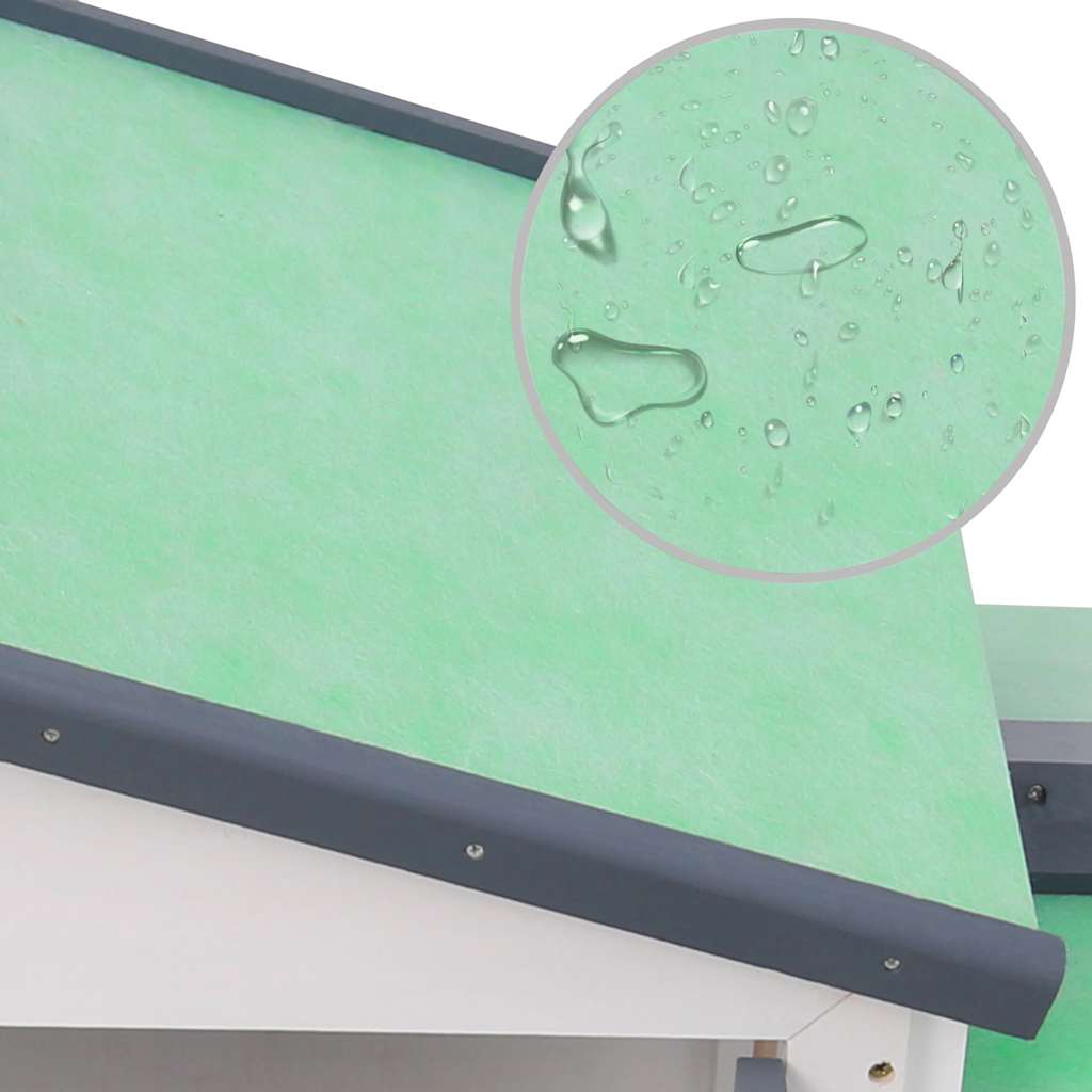 Conigliera per Esterni Grande Grigia e Bianca 145x45x84cm Legno - homemem39