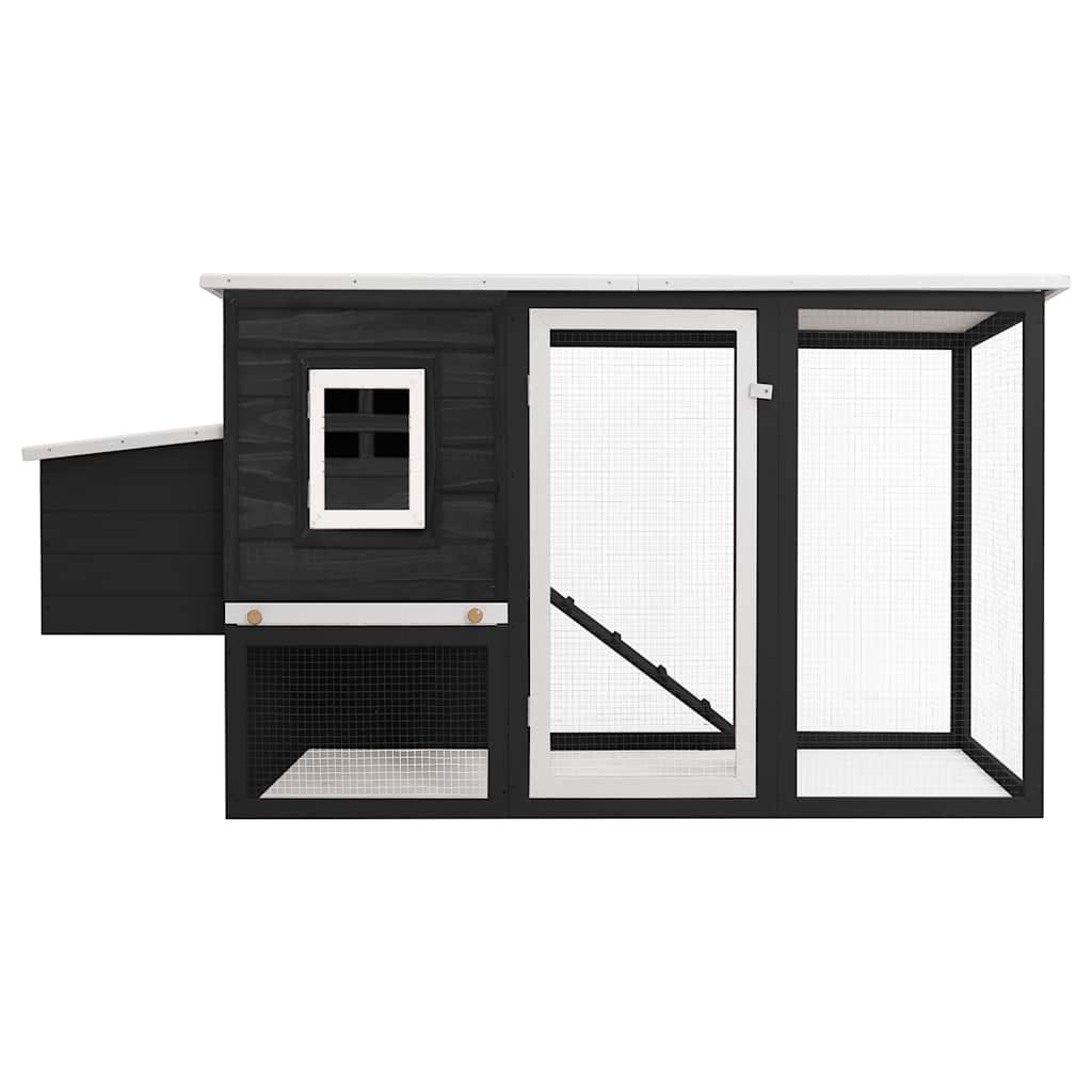 Pollaio all'Aperto con 1 Casetta di Cova Grigio in Legno - homemem39