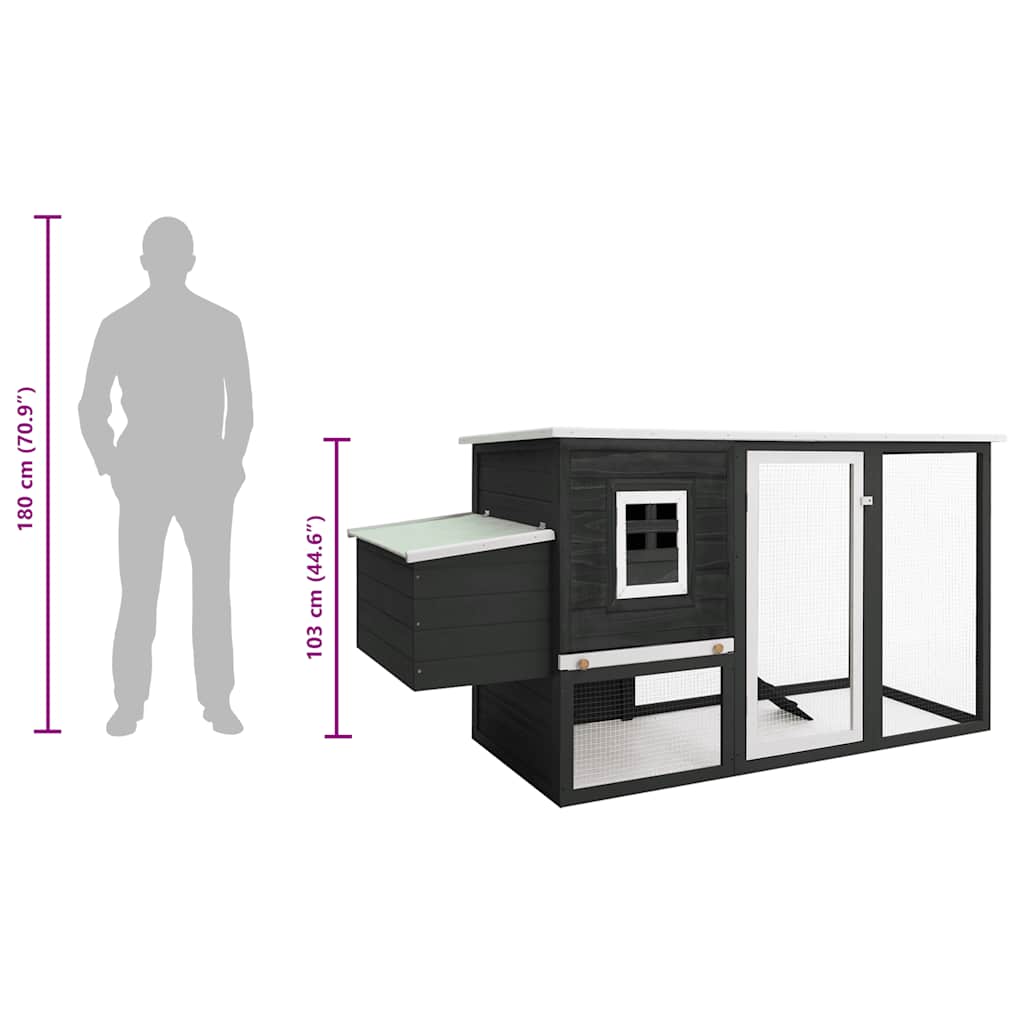 Pollaio all'Aperto con 1 Casetta di Cova Grigio in Legno - homemem39
