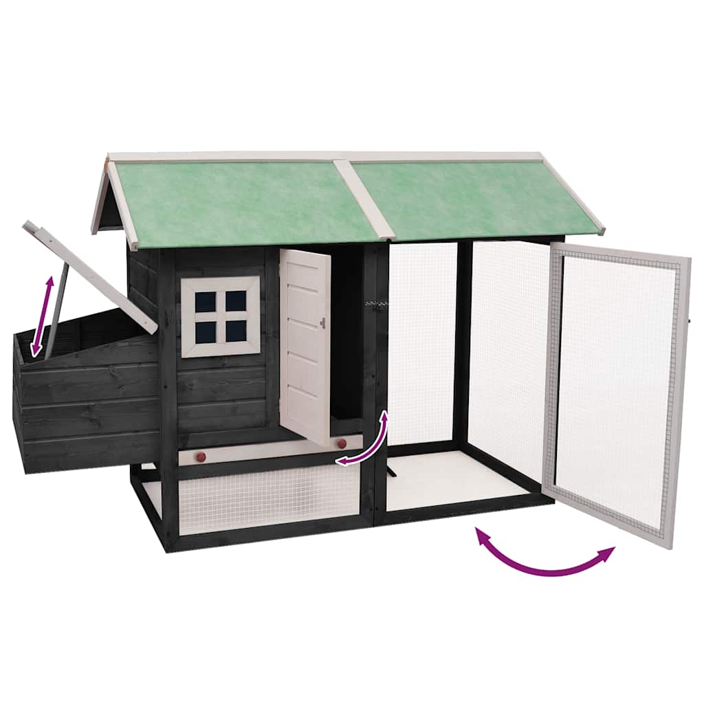 Pollaio Grigio 170x81x110 cm in Legno Massello di Pino e Abete - homemem39