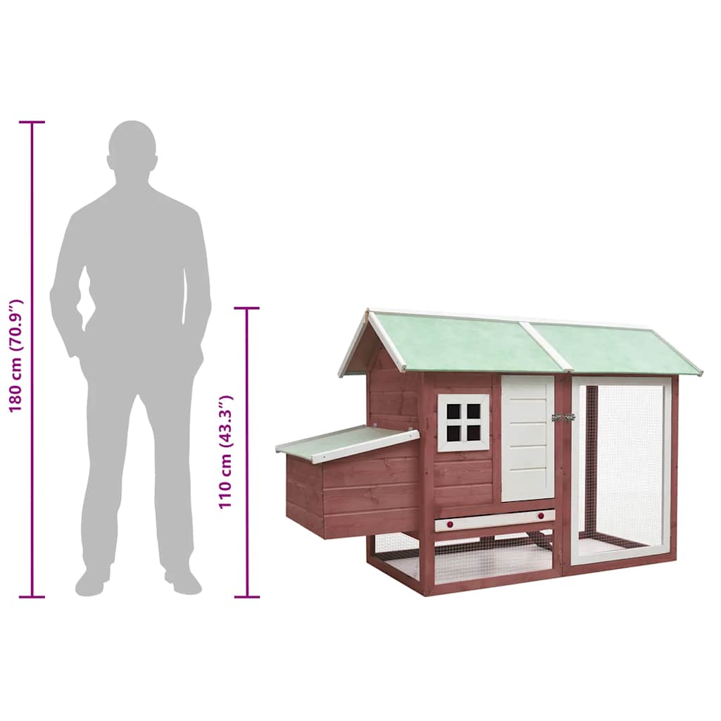Pollaio Moca 170x81x110 cm in Legno Massello di Pino e Abete - homemem39