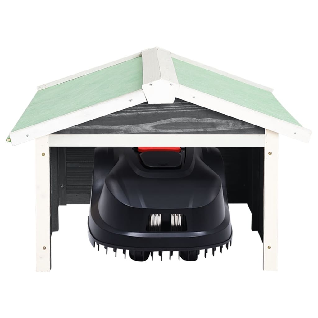 Casetta per Tosaerba Robotizzato 72x87x50cm Grigia Bianca Abete - homemem39