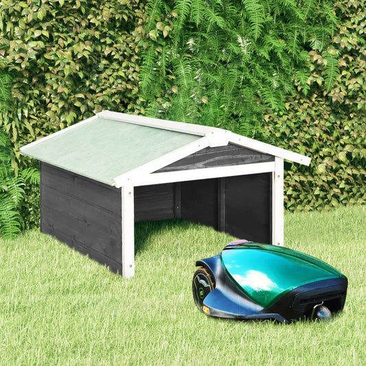 Casetta per Tosaerba Robotizzato 72x87x50cm Grigia Bianca Abete - homemem39