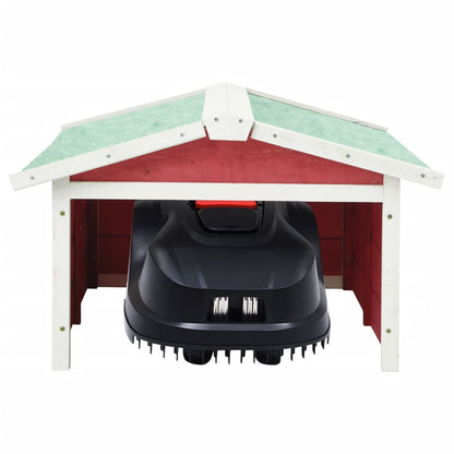 Casetta per Tosaerba Robotizzato 72x87x50 cm Rossa Bianca Abete | homemem39