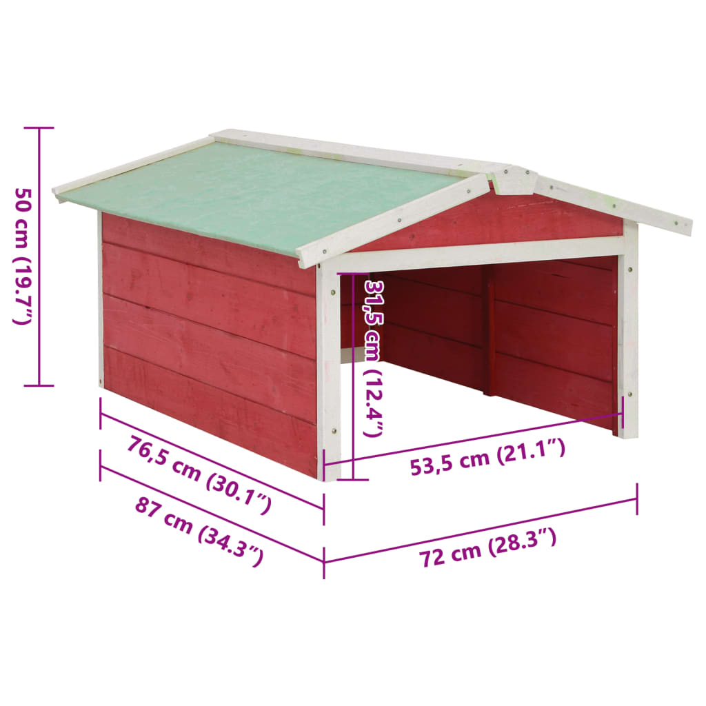 Casetta per Tosaerba Robotizzato 72x87x50 cm Rossa Bianca Abete | homemem39