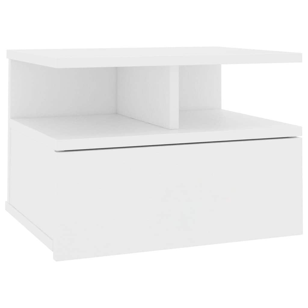 Comodino Pensile Bianco 40x31x27 cm in Legno Multistrato - homemem39
