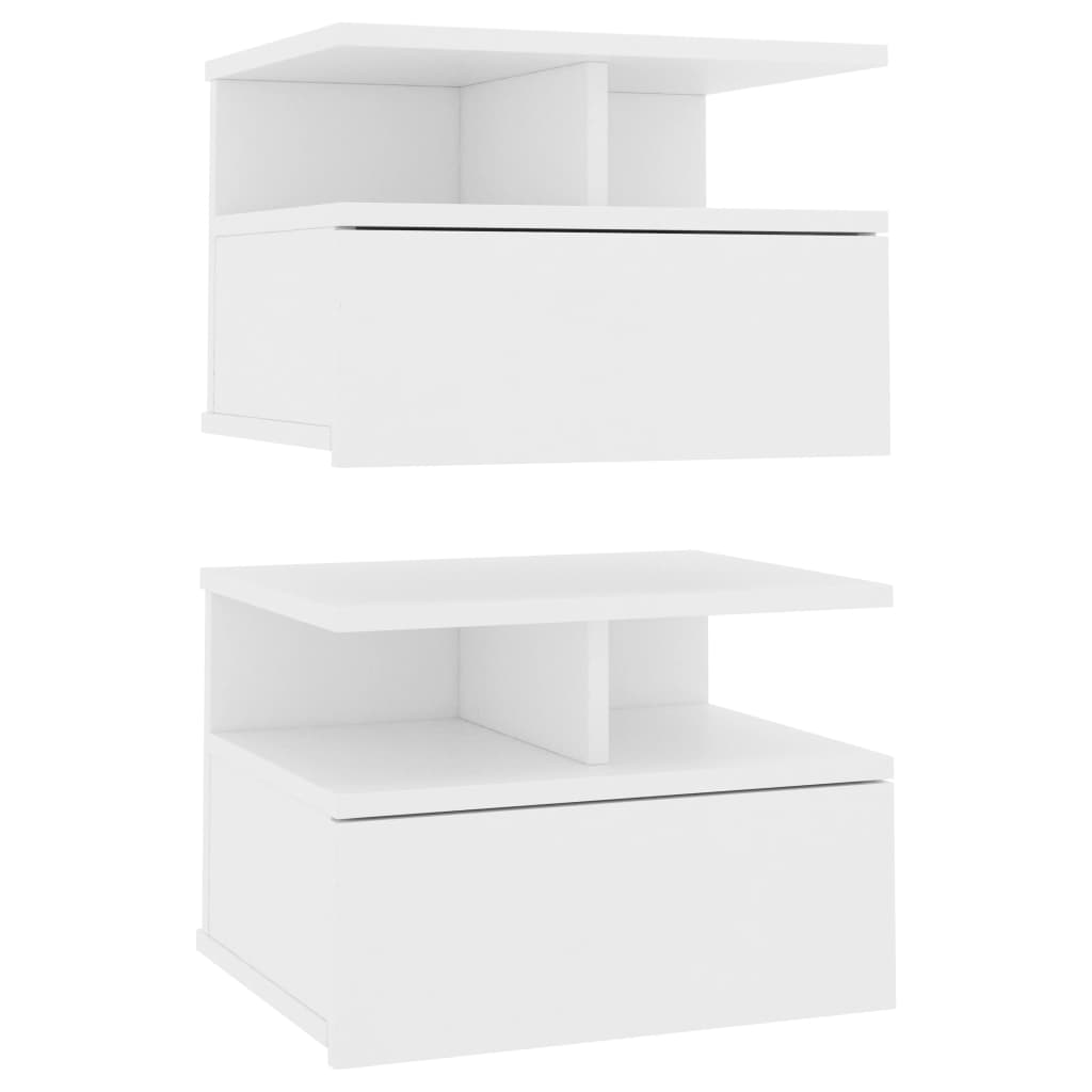 Comodini Pensili 2pz Bianchi 40x31x27 cm in Legno Multistrato - homemem39