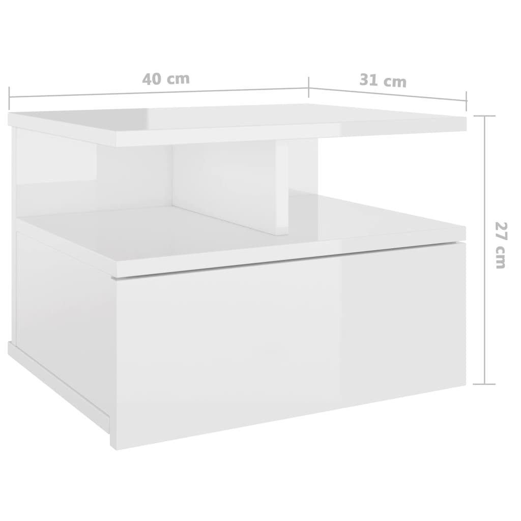 Comodini Pensili 2pz Bianco Lucido 40x31x27cm Legno Multistrato - homemem39