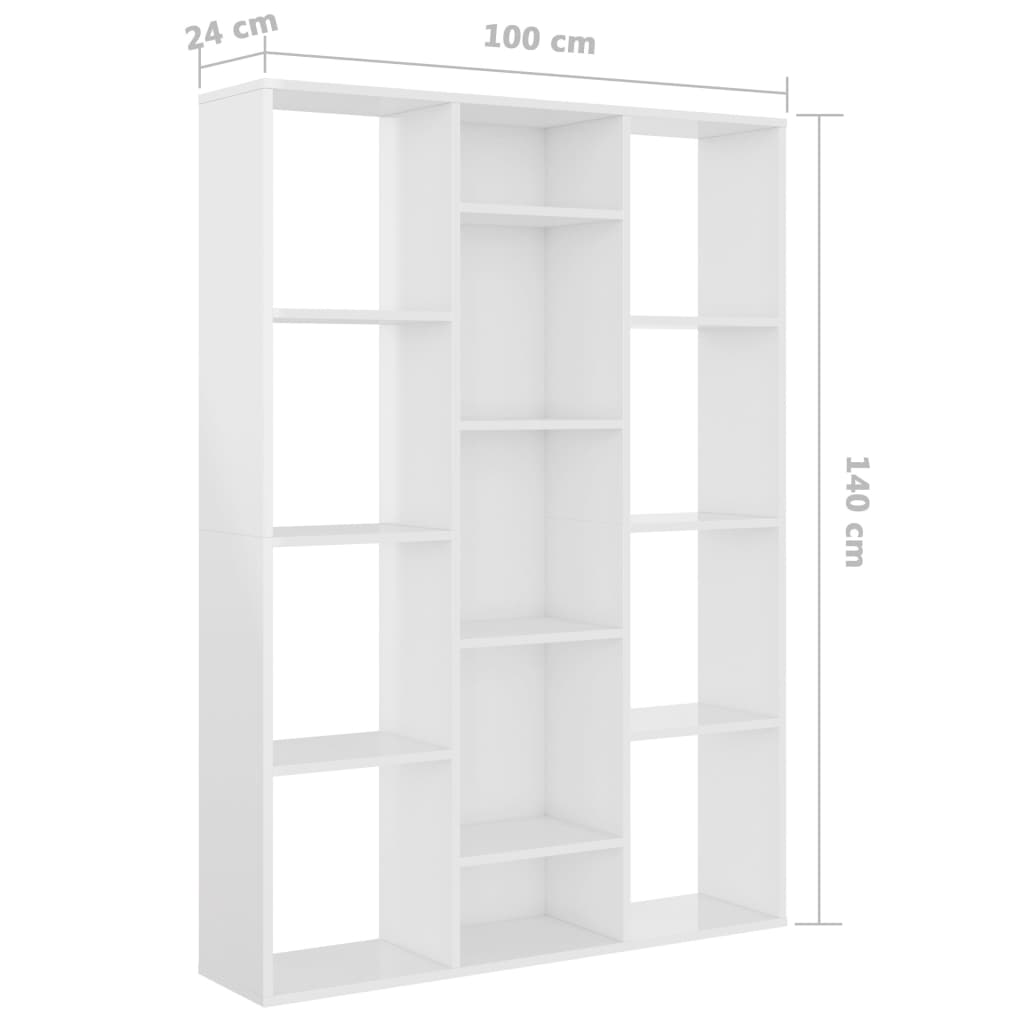 Libreria/Divisorio Bianco Lucido 100x24x140 cm in Multistrato - homemem39