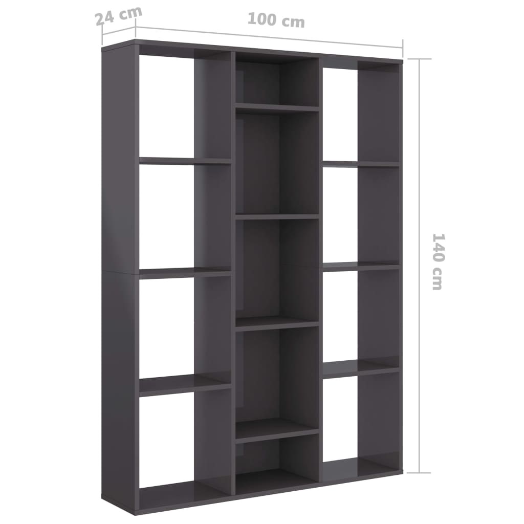 Libreria/Divisorio Grigio Lucido 100x24x140cm Legno Multistrato - homemem39