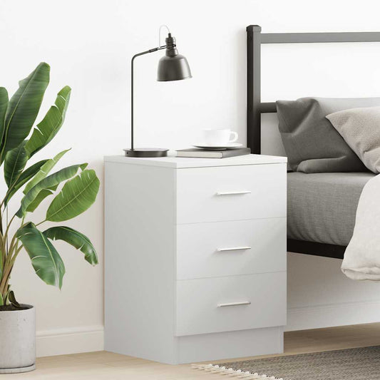 Comodino Bianco 38x35x56 cm in Legno Ingegnerizzato - homemem39