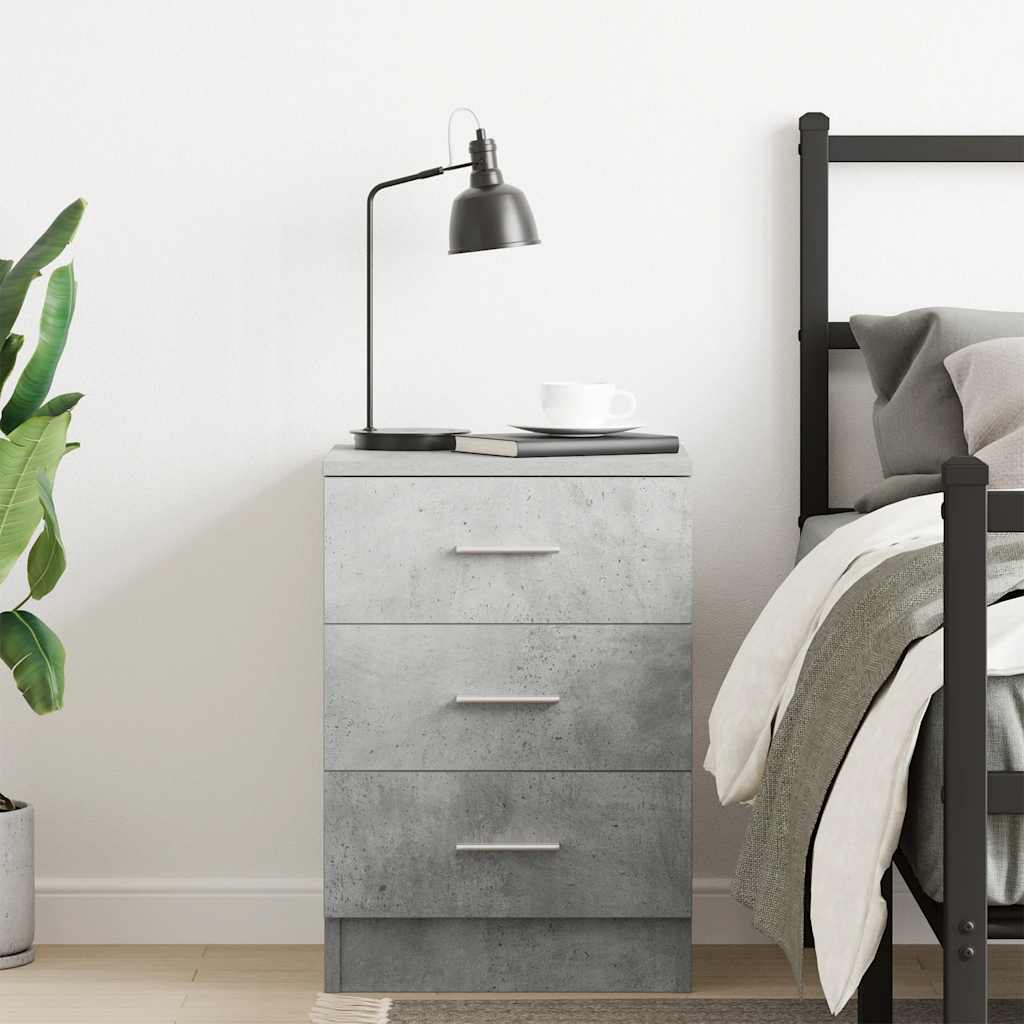 Comodino Grigio Cemento 38x35x56 cm in Legno Multistrato - homemem39