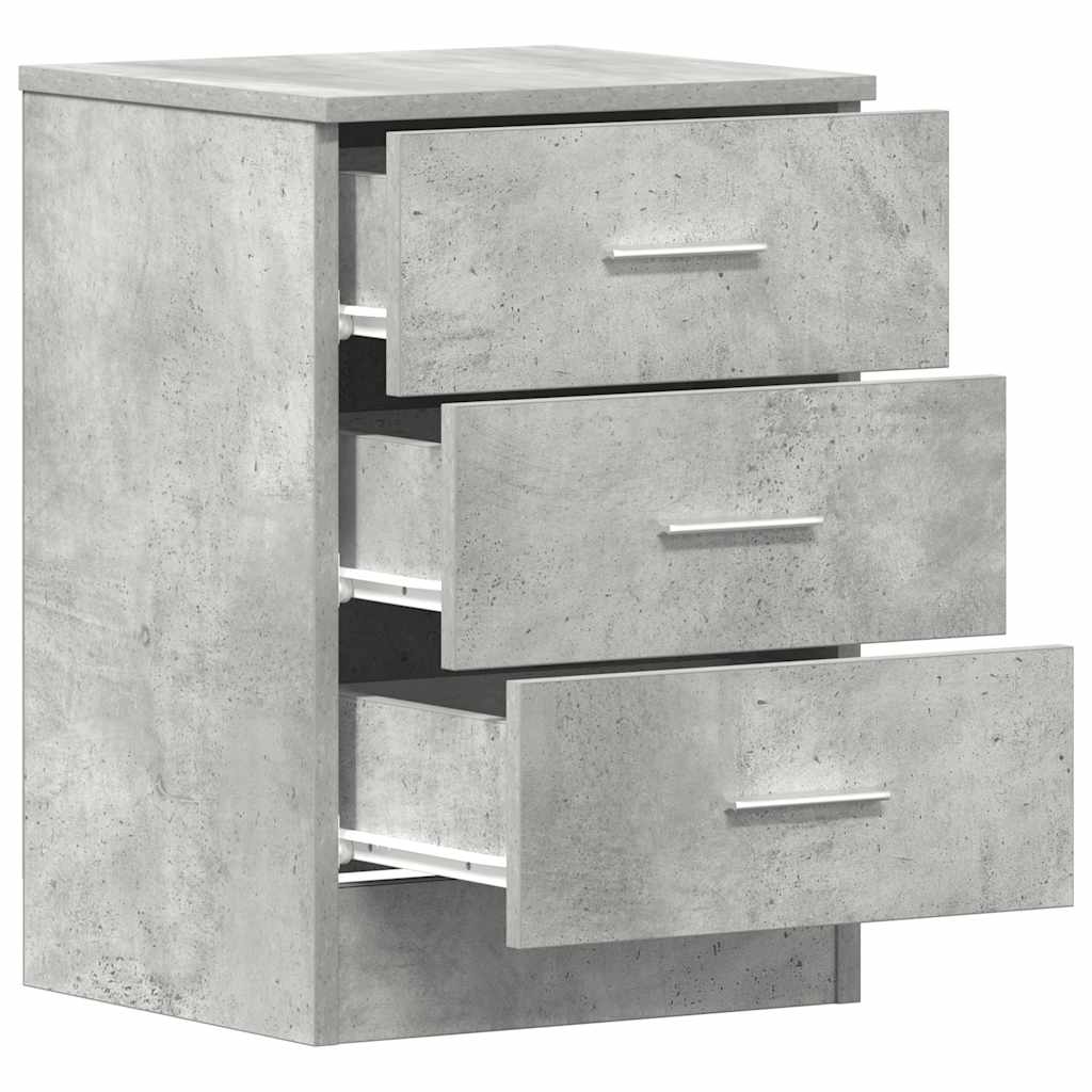 Comodino Grigio Cemento 38x35x56 cm in Legno Multistrato - homemem39