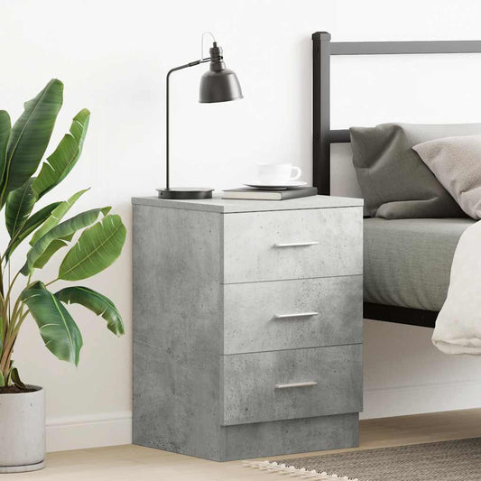 Comodino Grigio Cemento 38x35x56 cm in Legno Multistrato - homemem39