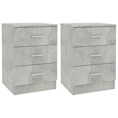 Comodini 2 pz Grigio Cemento 38x35x56 cm in Legno Multistrato