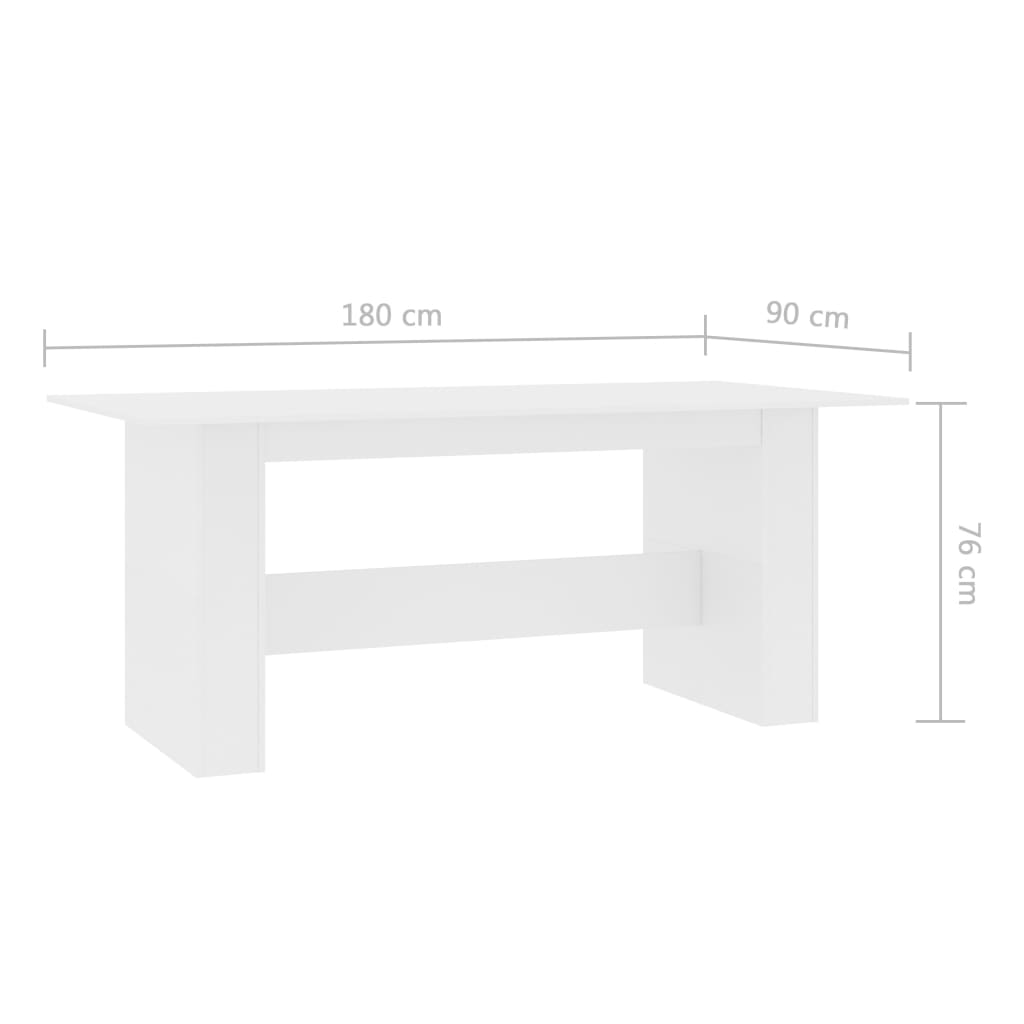 Tavolo da Pranzo Bianco 180x90x76 cm in Legno Multistrato - homemem39