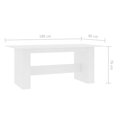 Tavolo da Pranzo Bianco 180x90x76 cm in Legno Multistrato - homemem39