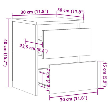 Comodini 2 pz Neri 30x30x40 cm in Legno Multistrato - homemem39
