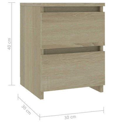 Comodini 2 pz Rovere Sonoma 30x30x40 cm in Legno Multistrato